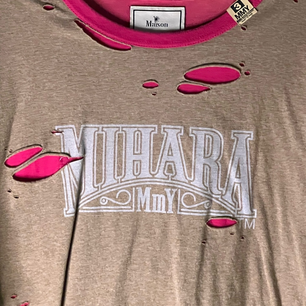 Tan and Pink Distressed Tee